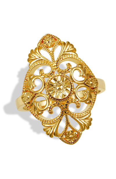 Savvy Cie Jewels 14k Plated Diamond Cut Ring In Gold