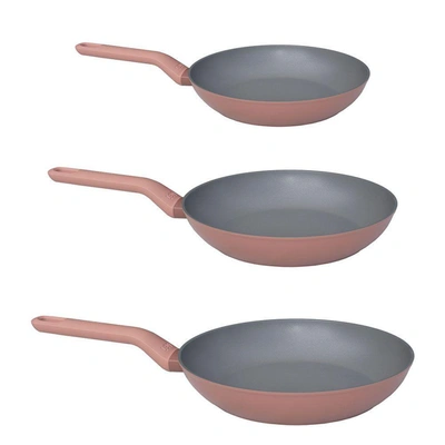Berghoff Leo 3pc Non-stick Fry Pan Set, Canyon Rose In Brown