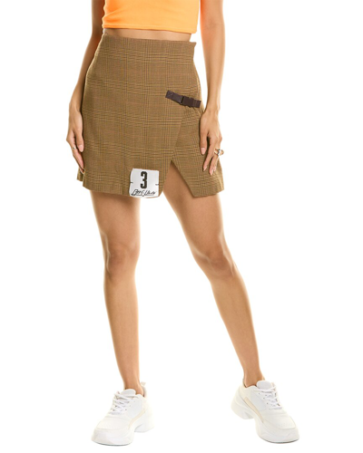 Off-white Checkered Wool-blend Mini Skirt In Brown