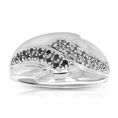 Vir Jewels 0.18 Cttw Black And White Diamond Wedding Band Ring 10k White Gold Swirl