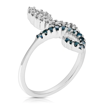 Vir Jewels 2/5 Cttw Blue Diamond Ring Fashion Round 10k White Gold