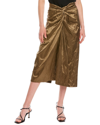 Vince Metallic Twist Front Cotton Blend Skirt In Gold