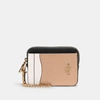 Coach Outlet Zip Card Case In Colorblock In Pink