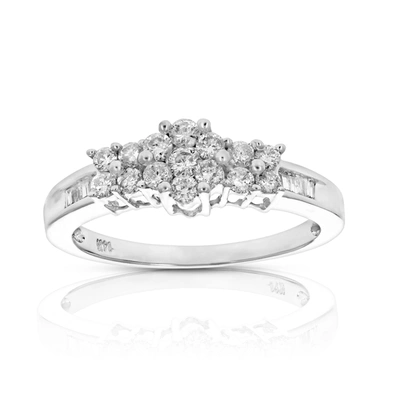 Vir Jewels 1/2 Cttw 3 Stone Composite Diamond Engagement Ring 14k White Gold Bridal In Silver