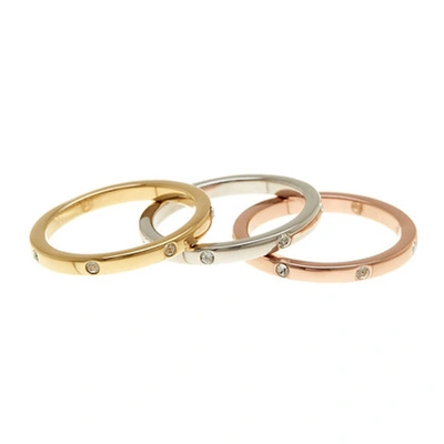 Adornia Three Band Dotted Eternity Band Set Gold Plated Brass