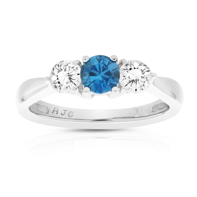 Vir Jewels 1 Cttw Blue And White Diamond 3 Stone Engagement Ring 10k White Gold