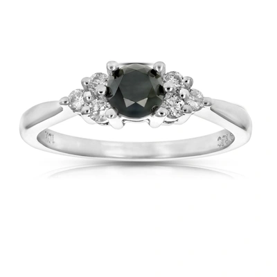 Vir Jewels 0.70 Cttw Black And White Diamond 3 Stone Ring 10k White Gold Bridal In Silver