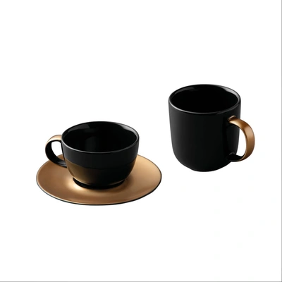 Berghoff Gem 3pc Coffee And Tea Set, Mug, Cup & Saucer In Black