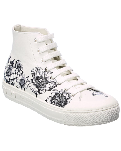 Ferragamo Wildflowers Print High Top Sneaker In White