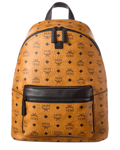 Mcm Medium Stark Monogram-print Backpack In Brown
