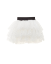 Balmain Kid White And Black Flounced Skirt With Sequins In White