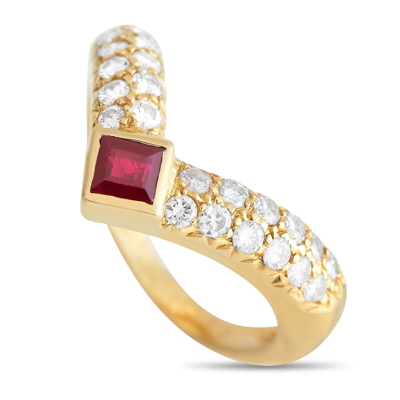 Van Cleef & Arpels 18k Yellow Gold 0.50 Ct Diamond And Ruby Ring