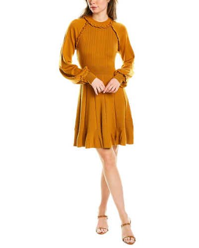 Pearl By Lela Rose Ruffle Wool-blend Sweater In Yellow