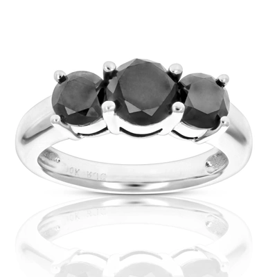 Vir Jewels 3 Cttw 3 Stone Black Diamond Engagement Ring 10k White Gold Wedding