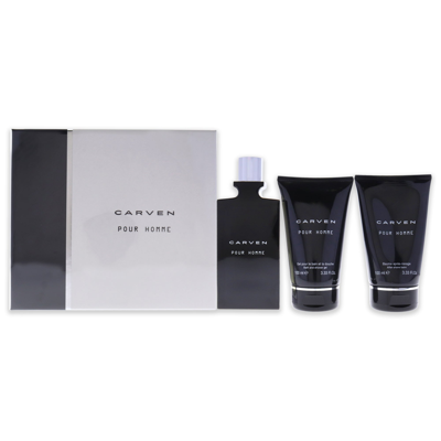 Carven Pour Homme By  For Men - 3 Pc Gift Set 3.33oz Edt Spray, 3.33oz After-shave Balm, 3.33oz Bath  In Green