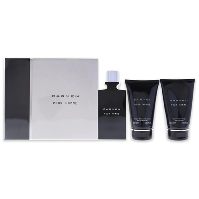 Carven Pour Homme By  For Men - 3 Pc Gift Set 3.33oz Edt Spray, 3.33oz After-shave Balm, 3.33oz Bath In Green