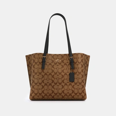 Coach Mollie Tote In Signature Canvas In Beige