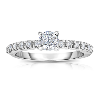 Vir Jewels 0.60 Cttw Diamond Engagement Ring 14k White Gold Solitaire With Accent Design In Silver
