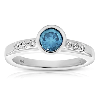 Vir Jewels 0.80 Cttw Blue And White Diamond Engagement Ring 14k White Gold