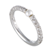 MIKIMOTO Mikimoto 18K White Gold Diamond and 3.0-3.5mm Akoya Pearl Band Ring