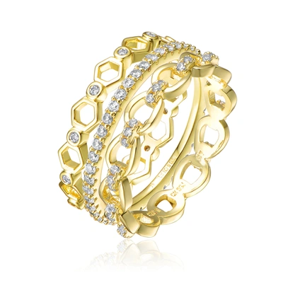 Rachel Glauber Gold Plated Clear Cubic Zirconia Stackable Ring
