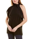 Pearl By Lela Rose Sheer Check Top In Black
