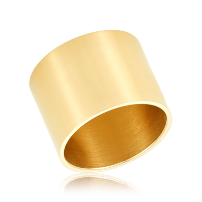 Adornia 15mm Cigar Band Yellow Gold Vermeil Stainless Steel