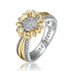 Rachel Glauber Rhodium And 14k Gold Plated Cubic Zirconia Nature Inspired Ring In Silver