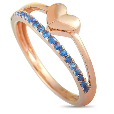 Non Branded Lb Exclusive 14k Rose Gold Sapphire Heart Ring In Beige