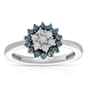 Vir Jewels 1/2 Cttw Blue And White Diamond Cluster Composite Ring 10k White Gold In Silver