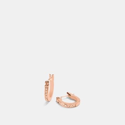 Coach Outlet Pave Signature Huggie Earrings In Beige