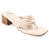 Journee Collection Seelah Womens Faux Leather Thong Block Heels In White