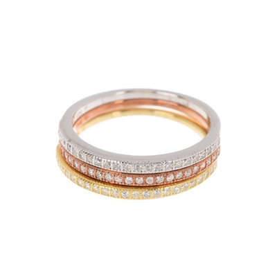 Adornia Half Eternity Band Stacking Ring Set Yellow Gold Vermeil .925 Sterling Silver