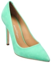 Ferragamo Suede 115mm Pointed Toe Pumps In Green