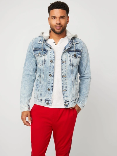 Guess Factory Harold Hooded Denim Jacket In Blue