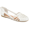 Journee Collection Women's Ekko Woven Round Toe Flats In White
