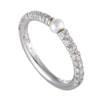 MIKIMOTO 18K WHITE GOLD DIAMOND AND 3.0-3.5MM AKOYA PEARL BAND RING