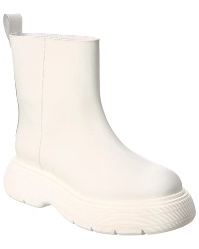 Gia Borghini Chunky Leather Ankle Boots In White