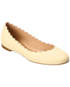 Chloé Lauren Scalloped-edge Leather Ballet Flats In Beige