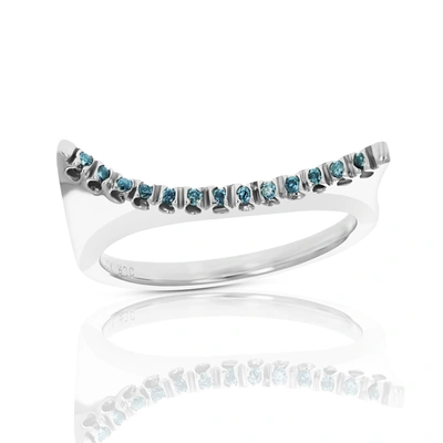 Vir Jewels 1/12 Cttw Blue Diamond Wedding Band 10k White Gold Round Bridal Ring