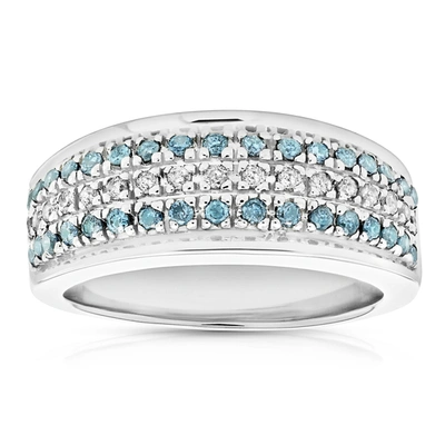 Vir Jewels 0.55 Cttw Blue And White Diamond Wedding Band Bridal Ring 10k White Gold