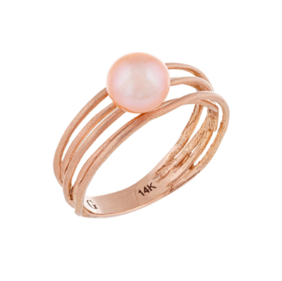 Splendid Pearls 14k Gold Freshwater Pearl Ring In Pink