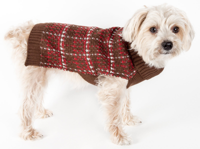 Pet Life Vintage Symphony Static Fashion Knitted Designer Dog Sweater In Brown
