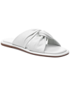 J/slides Womens Faux Leather Slip On Slide Sandals In White