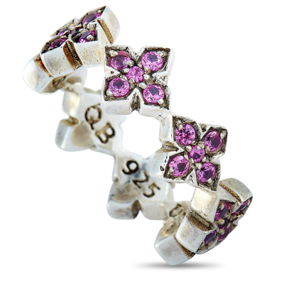 King Baby Silver And Pink Cubic Zirconia Mb Cross Ring In White