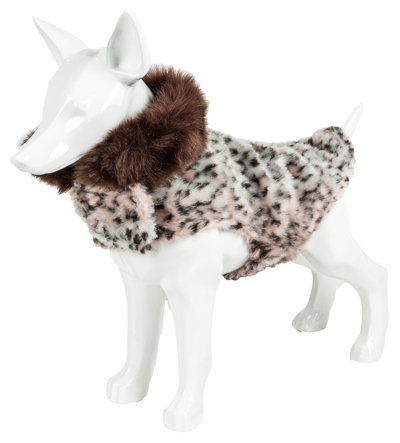 Pet Life Luxe 'furracious' Cheetah Patterned Mink Designer Fashion Fur Dog Coat In White