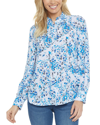 Nydj Ruffle Neck Blouse In Blue