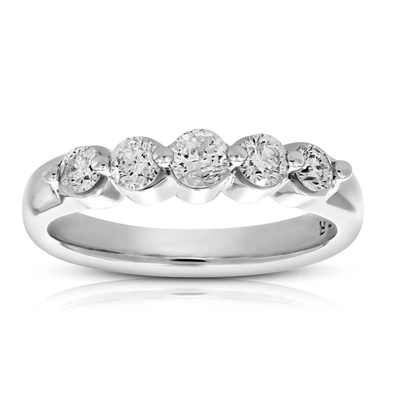 Vir Jewels 0.70 Cttw Diamond 5 Stone Ring 14k White Gold Bridal Engagement In Silver