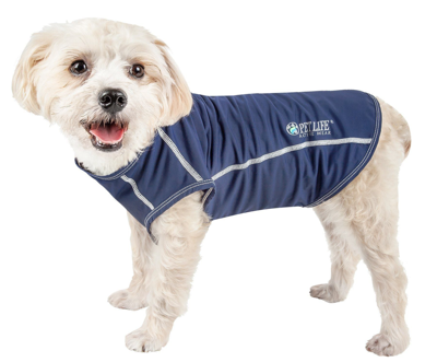 Pet Life Active 'racerbark' 4-way-stretch Yoga Fitness Dog T-shirt Tank Top In Blue