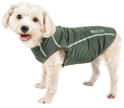 Pet Life Active 'racerbark' 4-way-stretch Yoga Fitness Dog T-shirt Tank Top In Green